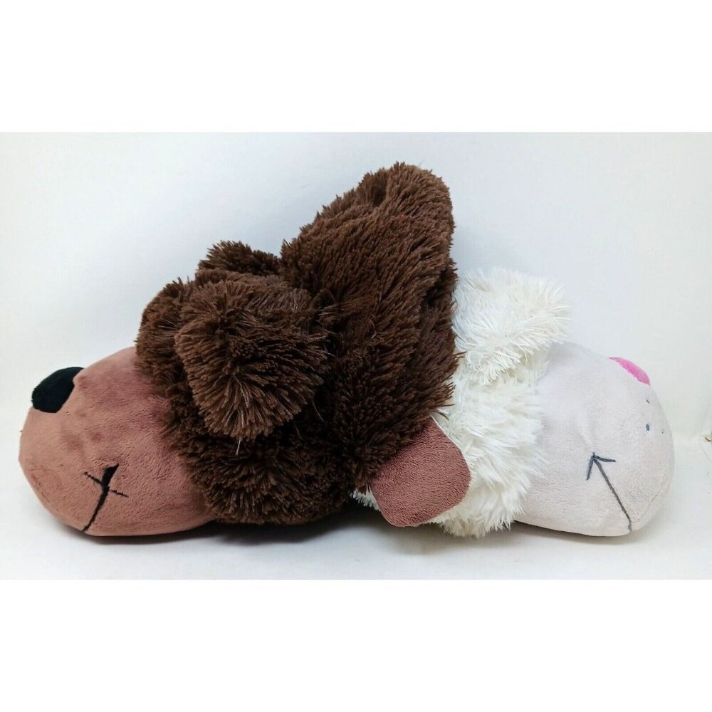 FlipaZoo 18" Plush 2-in-1 Pillow Brn Bradley Labrador Puppy White Rachel Cat S1